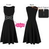 image:imageVFSHOW Womens Front Zipper Work Business ALine Dress Elegant Professional Office Career Church Fit and Flare Skater DressesBlack With White Piping