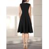 image:imageVFSHOW Womens Front Zipper Work Business ALine Dress Elegant Professional Office Career Church Fit and Flare Skater DressesBlack With White Piping