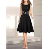 image:imageVFSHOW Womens Front Zipper Work Business ALine Dress Elegant Professional Office Career Church Fit and Flare Skater DressesBlack With White Piping
