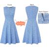 image:imageVFSHOW Womens Front Zipper Work Business ALine Dress Elegant Professional Office Career Church Fit and Flare Skater DressesBlue Tweed