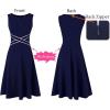 image:imageVFSHOW Womens Front Zipper Work Business ALine Dress Elegant Professional Office Career Church Fit and Flare Skater DressesBlue With White Piping