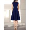 image:imageVFSHOW Womens Front Zipper Work Business ALine Dress Elegant Professional Office Career Church Fit and Flare Skater DressesBlue With White Piping