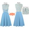 image:imageVFSHOW Womens Front Zipper Work Business ALine Dress Elegant Professional Office Career Church Fit and Flare Skater DressesBlueoff White Tweed and Light Blue