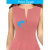 image:imageVFSHOW Womens Front Zipper Work Business ALine Dress Elegant Professional Office Career Church Fit and Flare Skater DressesDark Pink