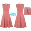 image:imageVFSHOW Womens Front Zipper Work Business ALine Dress Elegant Professional Office Career Church Fit and Flare Skater DressesDark Pink