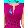 image:imageVFSHOW Womens Front Zipper Work Business ALine Dress Elegant Professional Office Career Church Fit and Flare Skater DressesHot Pink With Black Piping