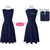 image:imageVFSHOW Womens Front Zipper Work Business ALine Dress Elegant Professional Office Career Church Fit and Flare Skater DressesNavy Blue