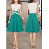 image:imageVFSHOW Womens Front Zipper Work Business ALine Dress Elegant Professional Office Career Church Fit and Flare Skater DressesOff Whitelake Green