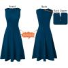 image:imageVFSHOW Womens Front Zipper Work Business ALine Dress Elegant Professional Office Career Church Fit and Flare Skater DressesPeacock Blue