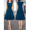 image:imageVFSHOW Womens Front Zipper Work Business ALine Dress Elegant Professional Office Career Church Fit and Flare Skater DressesPeacock Blue