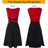 image:imageVFSHOW Womens Front Zipper Work Business ALine Dress Elegant Professional Office Career Church Fit and Flare Skater DressesRed and Black
