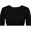 image:imageVFSHOW Womens Pleated Crew Neck Peplum Slim Work Business Dress Elegant 34 Sleeves Office Church Bodycon Pencil Sheath DressBlack