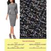 image:imageVFSHOW Womens Pleated Crew Neck Peplum Slim Work Business Dress Elegant 34 Sleeves Office Church Bodycon Pencil Sheath DressBlack Tweed