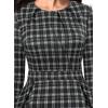 image:imageVFSHOW Womens Pleated Crew Neck Peplum Slim Work Business Dress Elegant 34 Sleeves Office Church Bodycon Pencil Sheath DressBluebeigeblack Plaid