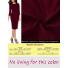 image:imageVFSHOW Womens Pleated Crew Neck Peplum Slim Work Business Dress Elegant 34 Sleeves Office Church Bodycon Pencil Sheath DressDark Red  Black Piping