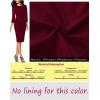 image:imageVFSHOW Womens Pleated Crew Neck Peplum Slim Work Business Dress Elegant 34 Sleeves Office Church Bodycon Pencil Sheath DressDark Red
