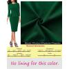 image:imageVFSHOW Womens Pleated Crew Neck Peplum Slim Work Business Dress Elegant 34 Sleeves Office Church Bodycon Pencil Sheath DressGreen