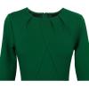 image:imageVFSHOW Womens Pleated Crew Neck Peplum Slim Work Business Dress Elegant 34 Sleeves Office Church Bodycon Pencil Sheath DressGreen