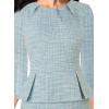 image:imageVFSHOW Womens Pleated Crew Neck Peplum Slim Work Business Dress Elegant 34 Sleeves Office Church Bodycon Pencil Sheath DressLight Blue Tweed