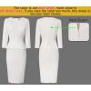 image:imageVFSHOW Womens Pleated Crew Neck Peplum Slim Work Business Dress Elegant 34 Sleeves Office Church Bodycon Pencil Sheath DressOffwhite