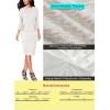 image:imageVFSHOW Womens Pleated Crew Neck Peplum Slim Work Business Dress Elegant 34 Sleeves Office Church Bodycon Pencil Sheath DressOffwhite Tweed