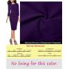 image:imageVFSHOW Womens Pleated Crew Neck Peplum Slim Work Business Dress Elegant 34 Sleeves Office Church Bodycon Pencil Sheath DressPurple