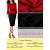 image:imageVFSHOW Womens Pleated Crew Neck Peplum Slim Work Business Dress Elegant 34 Sleeves Office Church Bodycon Pencil Sheath DressRed  Black
