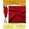 image:imageVFSHOW Womens Pleated Crew Neck Peplum Slim Work Business Dress Elegant 34 Sleeves Office Church Bodycon Pencil Sheath DressRed