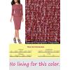 image:imageVFSHOW Womens Pleated Crew Neck Peplum Slim Work Business Dress Elegant 34 Sleeves Office Church Bodycon Pencil Sheath DressRed Tweedc