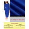 image:imageVFSHOW Womens Pleated Crew Neck Peplum Slim Work Business Dress Elegant 34 Sleeves Office Church Bodycon Pencil Sheath DressRoyal Blue