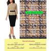 image:imageVFSHOW Womens Pleated Crew Neck Peplum Slim Work Business Dress Elegant 34 Sleeves Office Church Bodycon Pencil Sheath DressYellow Tweed  Black
