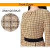 image:imageVFSHOW Womens Pleated Crew Neck Peplum Slim Work Business Dress Elegant 34 Sleeves Office Church Bodycon Pencil Sheath DressYellow Tweed  Black
