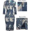 image:imageVFSHOW Womens Slim Zipper Up Work Business Office Party Bodycon Pencil Sheath DressBlue Demin Floral
