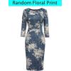 image:imageVFSHOW Womens Slim Zipper Up Work Business Office Party Bodycon Pencil Sheath DressBlue Demin Floral