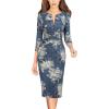 image:imageVFSHOW Womens Slim Zipper Up Work Business Office Party Bodycon Pencil Sheath DressBlue Demin Floral