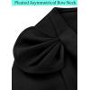 image:imageVFSHOW Womens Pleated Asymmetric Bow Neck Work Business Office Church Cocktail Party Pencil Sheath DressBlack With White Piping
