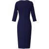 image:imageVFSHOW Womens Pleated Asymmetric Bow Neck Work Business Office Church Cocktail Party Pencil Sheath DressNavy Blue