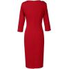 image:imageVFSHOW Womens Pleated Asymmetric Bow Neck Work Business Office Church Cocktail Party Pencil Sheath DressRed