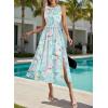 image:imageVFSHOW Womens Summer Casual Ruffle Crew Neck Midi Long Dress Sleeveless Wedding Guest Pocket Flowy A Line Tunic SundressBlue Multi Floral Print