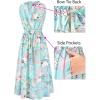 image:imageVFSHOW Womens Summer Casual Ruffle Crew Neck Midi Long Dress Sleeveless Wedding Guest Pocket Flowy A Line Tunic SundressBlue Multi Floral Print
