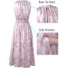 image:imageVFSHOW Womens Summer Casual Ruffle Crew Neck Midi Long Dress Sleeveless Wedding Guest Pocket Flowy A Line Tunic SundressPink Purple Floral Print