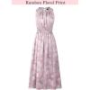 image:imageVFSHOW Womens Summer Casual Ruffle Crew Neck Midi Long Dress Sleeveless Wedding Guest Pocket Flowy A Line Tunic SundressPink Purple Floral Print