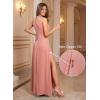 image:imageVFSHOW Womens Cut Out Halter Neck Formal Prom Dress Beaded Ruched Sleeveless A Line Long Maxi Evening Ball Gwon DressesPink