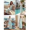 image:imageVFSHOW Womens Elegant Cocktail Wedding Guest Long Dress 2026 Smocked Cowl Neck Sleeveless Pocket Tie Waist Wrap A Line DressBlue Floral