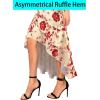 image:imageVFSHOW Womens Formal Cocktail Double Layer Ruffle High Low Dress 2026 V Neck Spaghetti Strap Beach Wedding Guest Prom DressesBeige With Red Floral Print