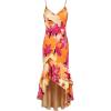 image:imageVFSHOW Womens Formal Cocktail Double Layer Ruffle High Low Dress 2026 V Neck Spaghetti Strap Beach Wedding Guest Prom DressesOrange With Fuchsia Floral Print