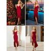 image:imageVFSHOW Womens Formal Cocktail Double Layer Ruffle High Low Dress 2026 V Neck Spaghetti Strap Beach Wedding Guest Prom DressesRed