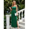 image:imageVFSHOW Womens Strapless Maxi Dress 2026 Smocked Ruffle Tube Top Long Dress Side Slit Pleated Formal Prom Evening Gown DressesGreen