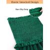 image:imageVFSHOW Womens Strapless Maxi Dress 2026 Smocked Ruffle Tube Top Long Dress Side Slit Pleated Formal Prom Evening Gown DressesGreen