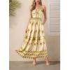 image:imageVFSHOW Womens Summer Spaghetti Strap V Neck Long Dress 2026 Casual Beach Vacation Wedding Guest Pockets Flowy A Line DressesBeige Floral